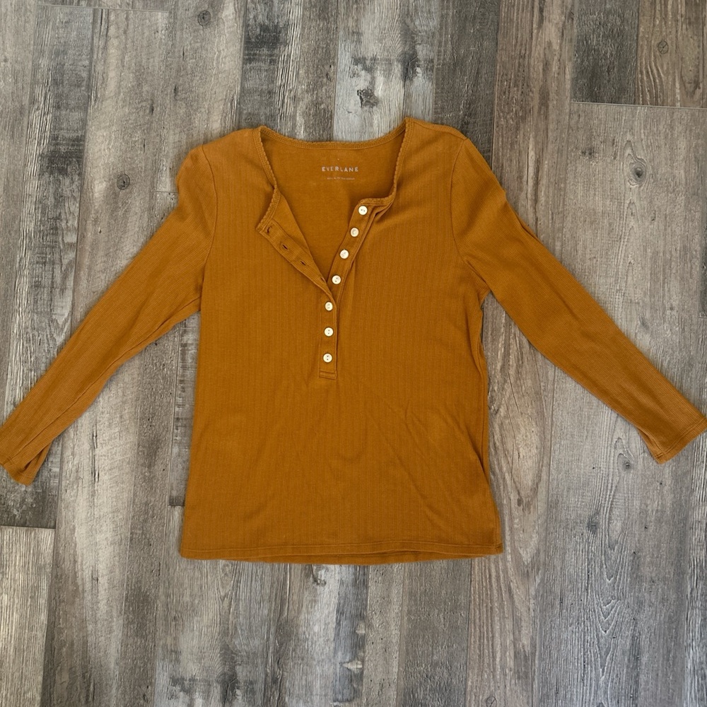 Everlane Mustard Ribbed Henley
